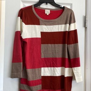 Multi color sweater, 3/4 length sleeves .